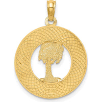 14K Yellow Gold Pawleys Island Palm Tree Pendant Charm - Polished Finish by Oro Pregiato