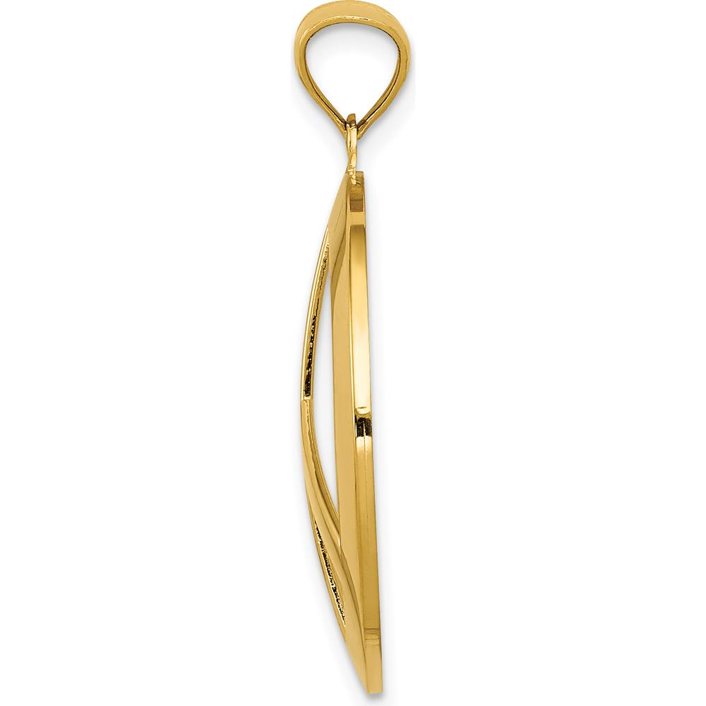 14K Yellow Gold Peace Sign Pendant - 30mm Length, 25mm Width by Oro Pregiato