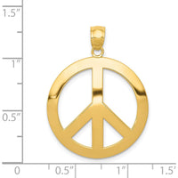 14K Yellow Gold Peace Sign Pendant - 30mm Length, 25mm Width by Oro Pregiato