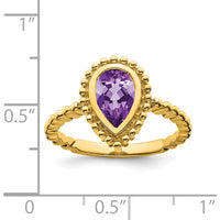 14K Yellow Gold Pear Amethyst Ring - 1.2 Carat Amethyst by 0