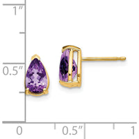 14K Yellow Gold Pear Amethyst Stud Earrings - 0.75 Carat Total Amethyst Weight by Monteluci Fine Jewelry