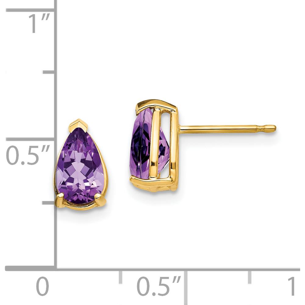14K Yellow Gold Pear Amethyst Stud Earrings - 0.75 Carat Total Amethyst Weight by Monteluci Fine Jewelry