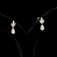 14K Yellow Gold Pear and Marquise Lab Diamond Drop Earrings - 1.90 Carats Total Diamond Weight - Covaloro Fine Jewelry