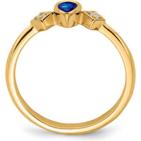 14K Yellow Gold Pear Bezel Sapphire and Diamond Ring - 0.20 Carat Sapphire, 0.04 Carat Total Diamond Weight by 0