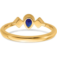 14K Yellow Gold Pear Bezel Sapphire and Diamond Ring - 0.20 Carat Sapphire, 0.04 Carat Total Diamond Weight by 0
