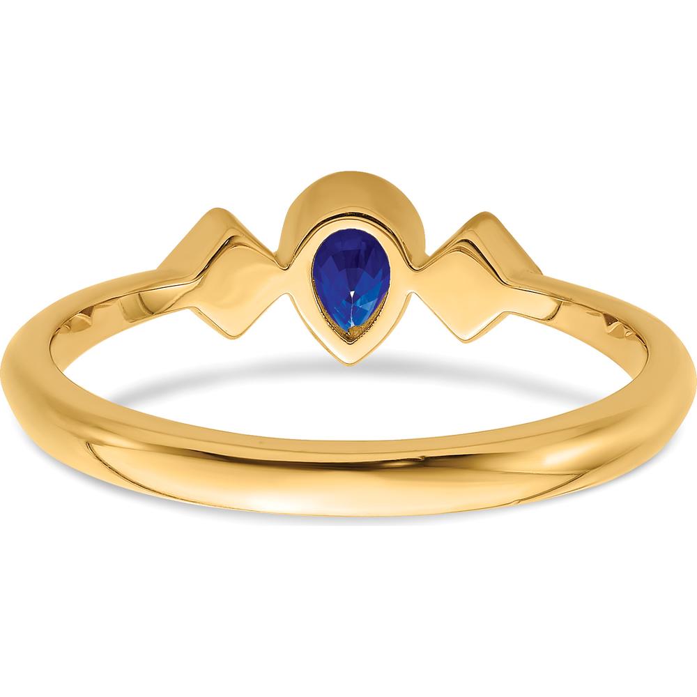 14K Yellow Gold Pear Bezel Sapphire and Diamond Ring - 0.20 Carat Sapphire, 0.04 Carat Total Diamond Weight by 0