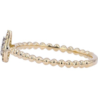 14K Yellow Gold Pear Cluster Diamond Ring with Beaded Band - 0.11 Carats Total Diamond Weight