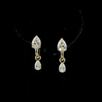 14K Yellow Gold Pear Cut Lab Diamond Drop Earrings with Dangling Diamond - 3.00 Carats Total Diamond Weight - Covaloro Fine Jewelry