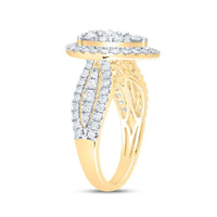 14K Yellow Gold Pear Diamond Bridal Ring - 1 1/2 Carat Total Diamond Weight