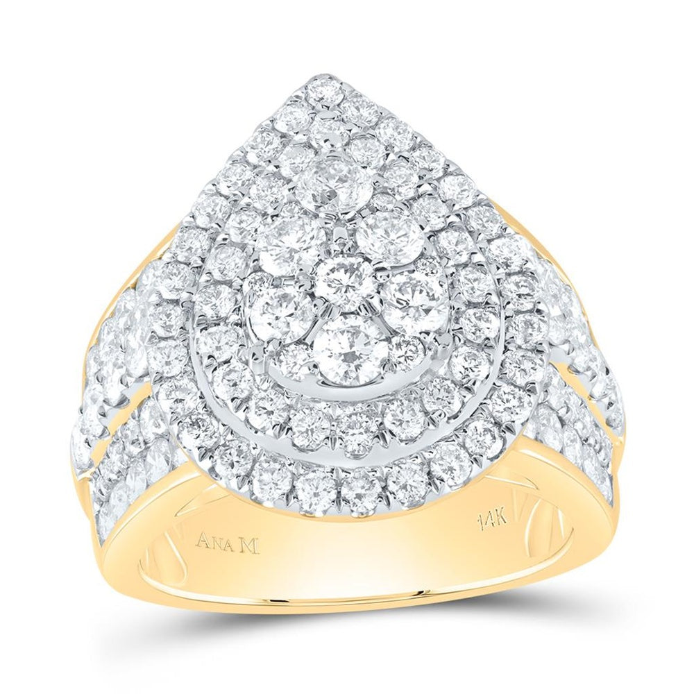 14K Yellow Gold Pear Diamond Bridal Ring - 3 Carat Total Diamond Weight
