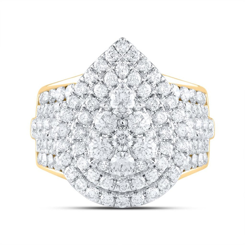 14K Yellow Gold Pear Diamond Bridal Ring - 3 Carat Total Diamond Weight