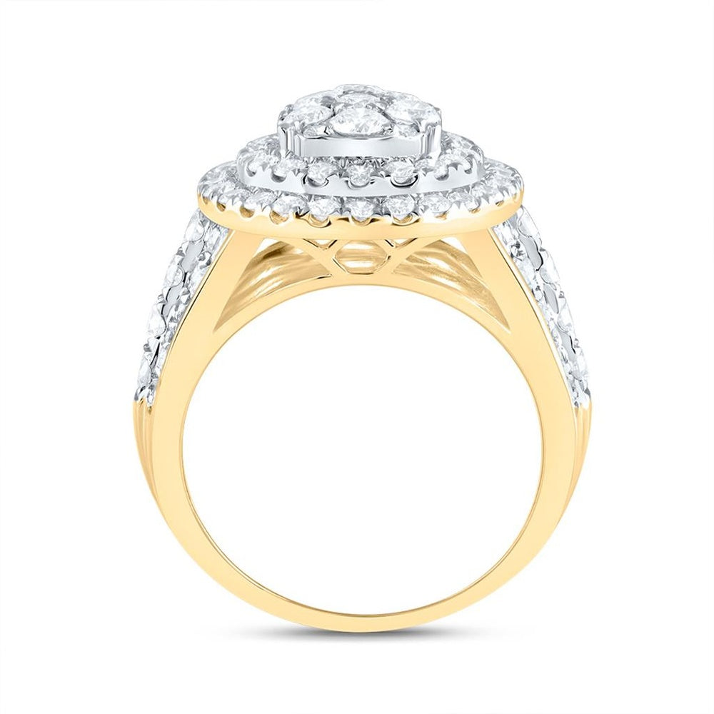 14K Yellow Gold Pear Diamond Bridal Ring - 3 Carat Total Diamond Weight