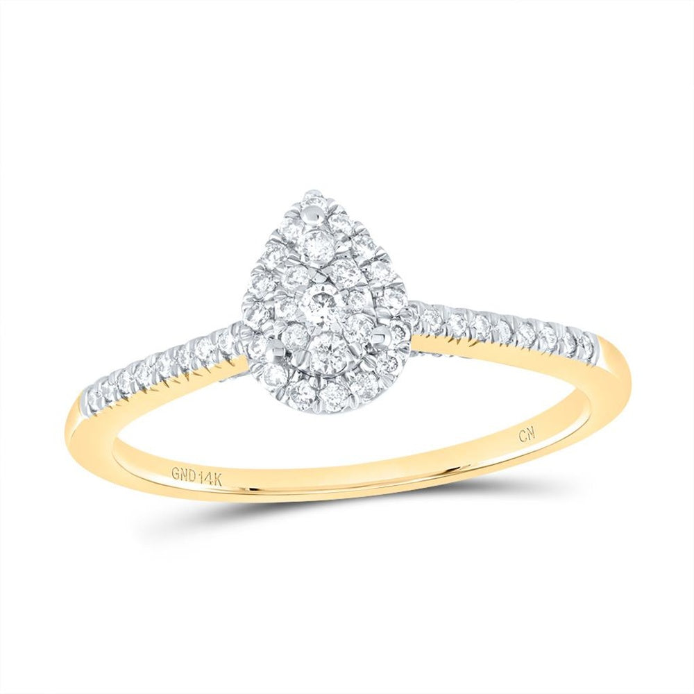 14K Yellow Gold Pear Diamond Ring - 1/3 Carat Total Diamond Weight