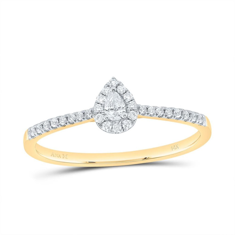 14K Yellow Gold Pear Diamond Ring - 1/4 Carat Total Diamond Weight