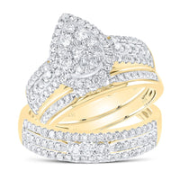 14K Yellow Gold Pear Diamond Ring - 1 5/8 Carat Total Diamond Weight