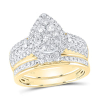 14K Yellow Gold Pear Diamond Ring - 1 5/8 Carat Total Diamond Weight