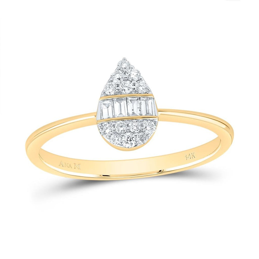 14K Yellow Gold Pear Diamond Ring - 1/5 Carat Total Diamond Weight