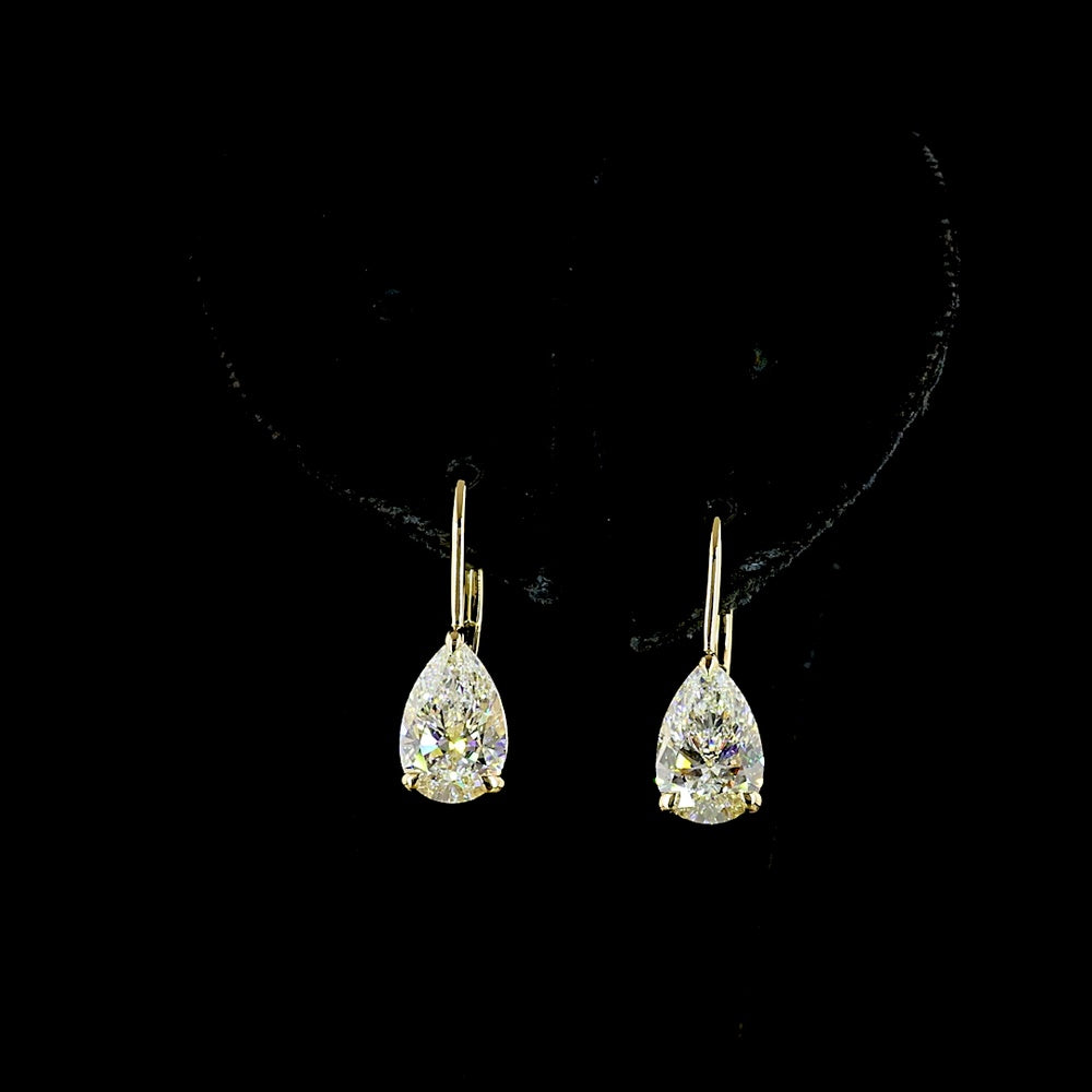 14K Yellow Gold Pear Drop Earrings with Lab-Grown E-F VVS2 Diamonds - 3.10 Carat Total Weight - Covaloro Fine Jewelry