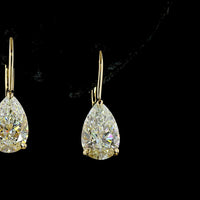 14K Yellow Gold Pear Drop Earrings with Lab-Grown E-F VVS2 Diamonds - 3.10 Carat Total Weight - Covaloro Fine Jewelry