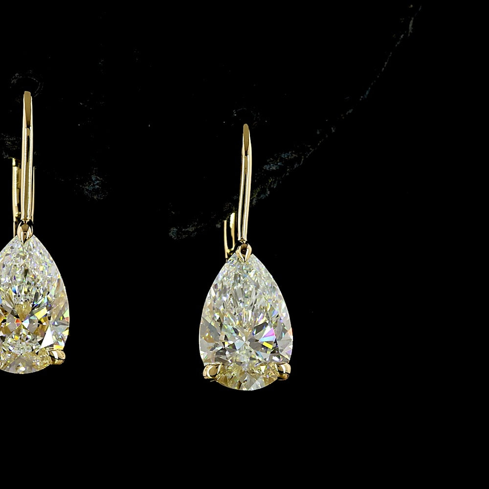 14K Yellow Gold Pear Drop Earrings with Lab-Grown E-F VVS2 Diamonds - 3.10 Carat Total Weight - Covaloro Fine Jewelry