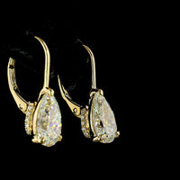 14K Yellow Gold Pear Drop Earrings with Lab-Grown E-F VVS2 Diamonds - 3.10 Carat Total Weight - Covaloro Fine Jewelry