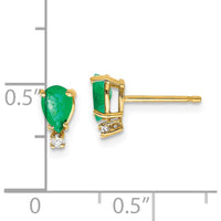 14K Yellow Gold Pear Emerald and Diamond Earrings - 0.40 Carat Total Emerald Weight, 0.034 Carat Total Diamond Weight by Monteluci Fine Jewelry