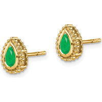 14K Yellow Gold Pear Emerald Post Earrings - 0.25 Carat Total Gem Weight by Monteluci Fine Jewelry