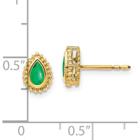 14K Yellow Gold Pear Emerald Post Earrings - 0.25 Carat Total Gem Weight by Monteluci Fine Jewelry
