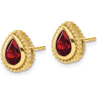 14K Yellow Gold Pear Garnet Button Earrings - 0.75 Carat Total Gem Weight by Monteluci Fine Jewelry