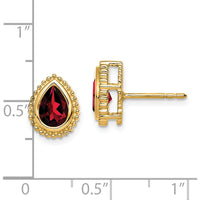 14K Yellow Gold Pear Garnet Button Earrings - 0.75 Carat Total Gem Weight by Monteluci Fine Jewelry