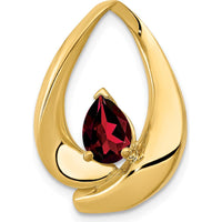 14K Yellow Gold Pear Garnet Slide Pendant - 0.85 Carat Total Garnet Weight by Lumare Gioia