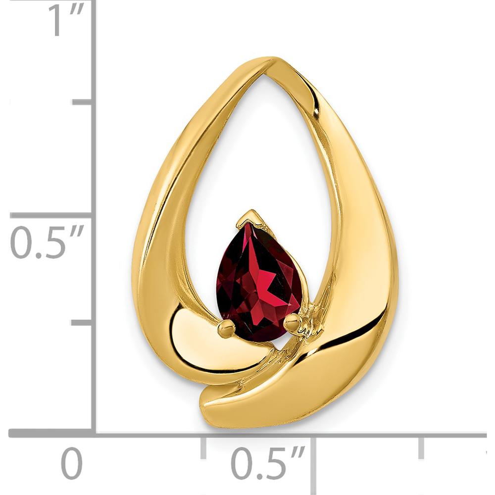 14K Yellow Gold Pear Garnet Slide Pendant - 0.85 Carat Total Garnet Weight by Lumare Gioia