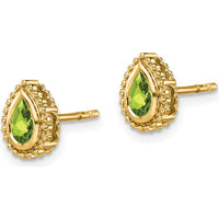 14K Yellow Gold Pear Peridot Stud Earrings - 0.75 Carat Total Peridot Weight by Monteluci Fine Jewelry