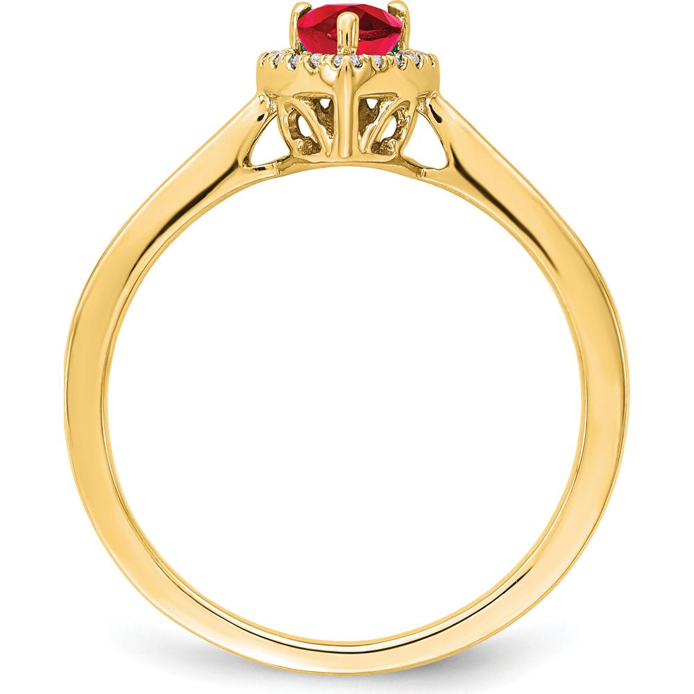 14K Yellow Gold Pear Ruby and Diamond Halo Ring - 0.5 Carat Ruby, 0.09 Carat Diamonds by 0