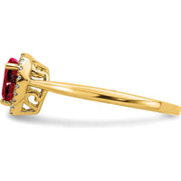 14K Yellow Gold Pear Ruby and Diamond Halo Ring - 0.5 Carat Ruby, 0.09 Carat Diamonds by 0