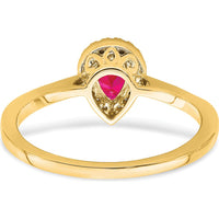 14K Yellow Gold Pear Ruby and Diamond Halo Ring - 0.5 Carat Ruby, 0.09 Carat Diamonds by 0