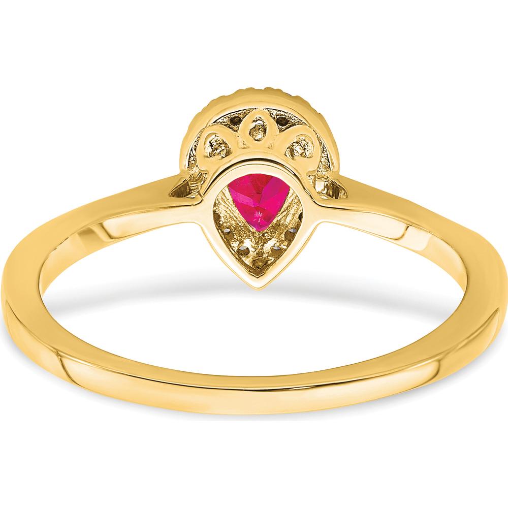 14K Yellow Gold Pear Ruby and Diamond Halo Ring - 0.5 Carat Ruby, 0.09 Carat Diamonds by 0