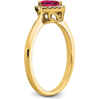 14K Yellow Gold Pear Ruby and Diamond Halo Ring - 0.5 Carat Ruby, 0.09 Carat Diamonds by 0