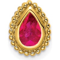 14K Yellow Gold Pear Ruby Beaded Edge Chain Slide - 0.5 Carat Total Ruby Weight by Lumare Gioia
