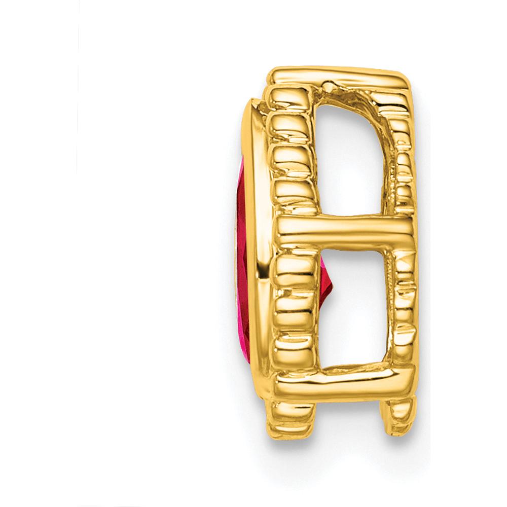 14K Yellow Gold Pear Ruby Beaded Edge Chain Slide - 0.5 Carat Total Ruby Weight by Lumare Gioia
