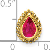 14K Yellow Gold Pear Ruby Beaded Edge Chain Slide - 0.5 Carat Total Ruby Weight by Lumare Gioia
