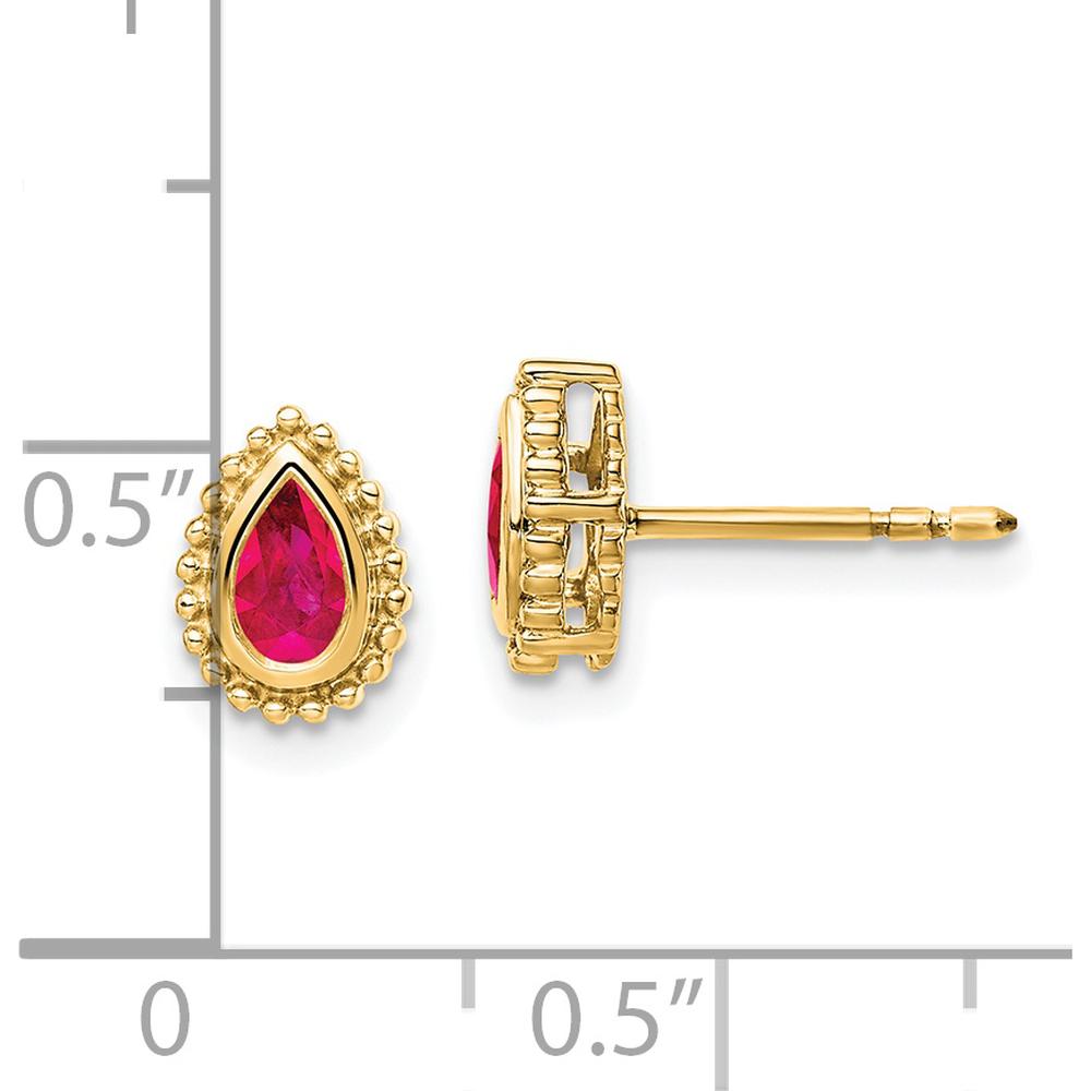 14K Yellow Gold Pear Ruby Post Earrings - 0.25 Carat Total Ruby Weight by Monteluci Fine Jewelry