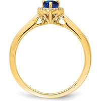 14K Yellow Gold Pear Sapphire and Diamond Halo Ring - 0.5 Carat Sapphire, 0.09 Carat Diamond Total Weight by 0