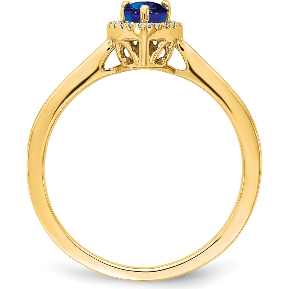 14K Yellow Gold Pear Sapphire and Diamond Halo Ring - 0.5 Carat Sapphire, 0.09 Carat Diamond Total Weight by 0