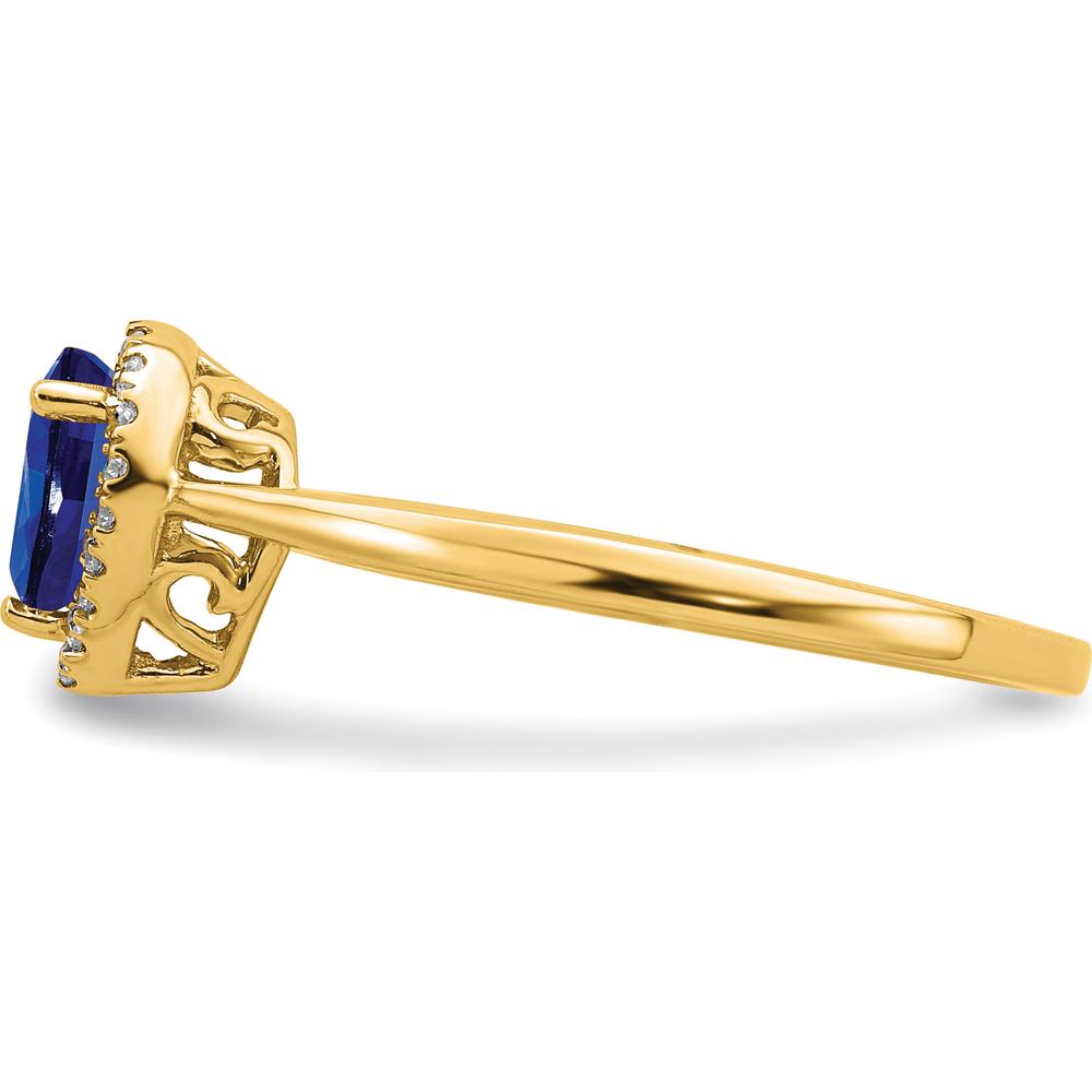 14K Yellow Gold Pear Sapphire and Diamond Halo Ring - 0.5 Carat Sapphire, 0.09 Carat Diamond Total Weight by 0