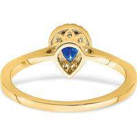 14K Yellow Gold Pear Sapphire and Diamond Halo Ring - 0.5 Carat Sapphire, 0.09 Carat Diamond Total Weight by 0