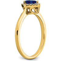 14K Yellow Gold Pear Sapphire and Diamond Halo Ring - 0.5 Carat Sapphire, 0.09 Carat Diamond Total Weight by 0