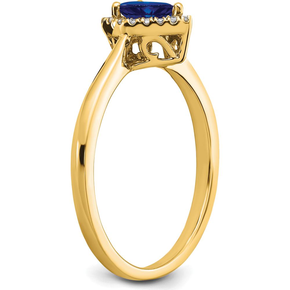 14K Yellow Gold Pear Sapphire and Diamond Halo Ring - 0.5 Carat Sapphire, 0.09 Carat Diamond Total Weight by 0