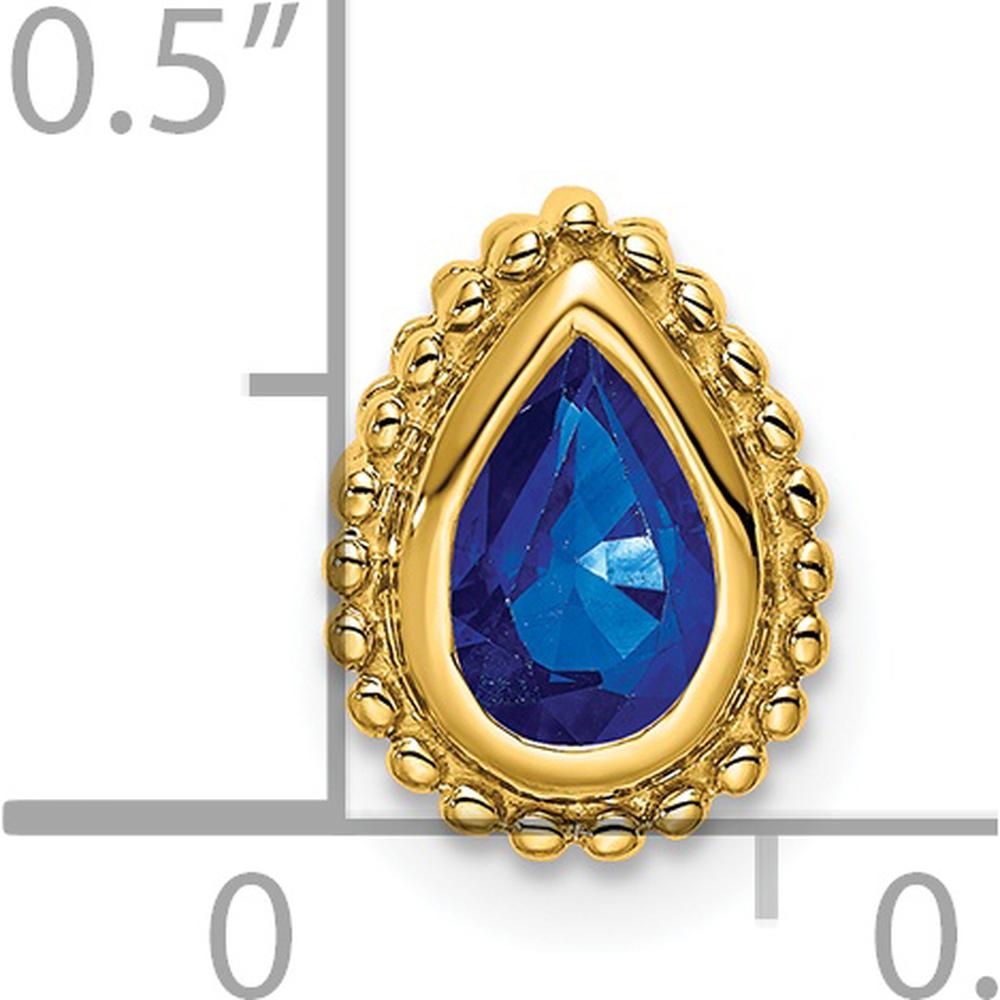 14K Yellow Gold Pear Sapphire Beaded Edge Pendant - 0.5 Carat Sapphire by Lumare Gioia