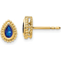 14K Yellow Gold Pear Sapphire Post Earrings - 0.25 Carat Total Sapphire Weight by Monteluci Fine Jewelry